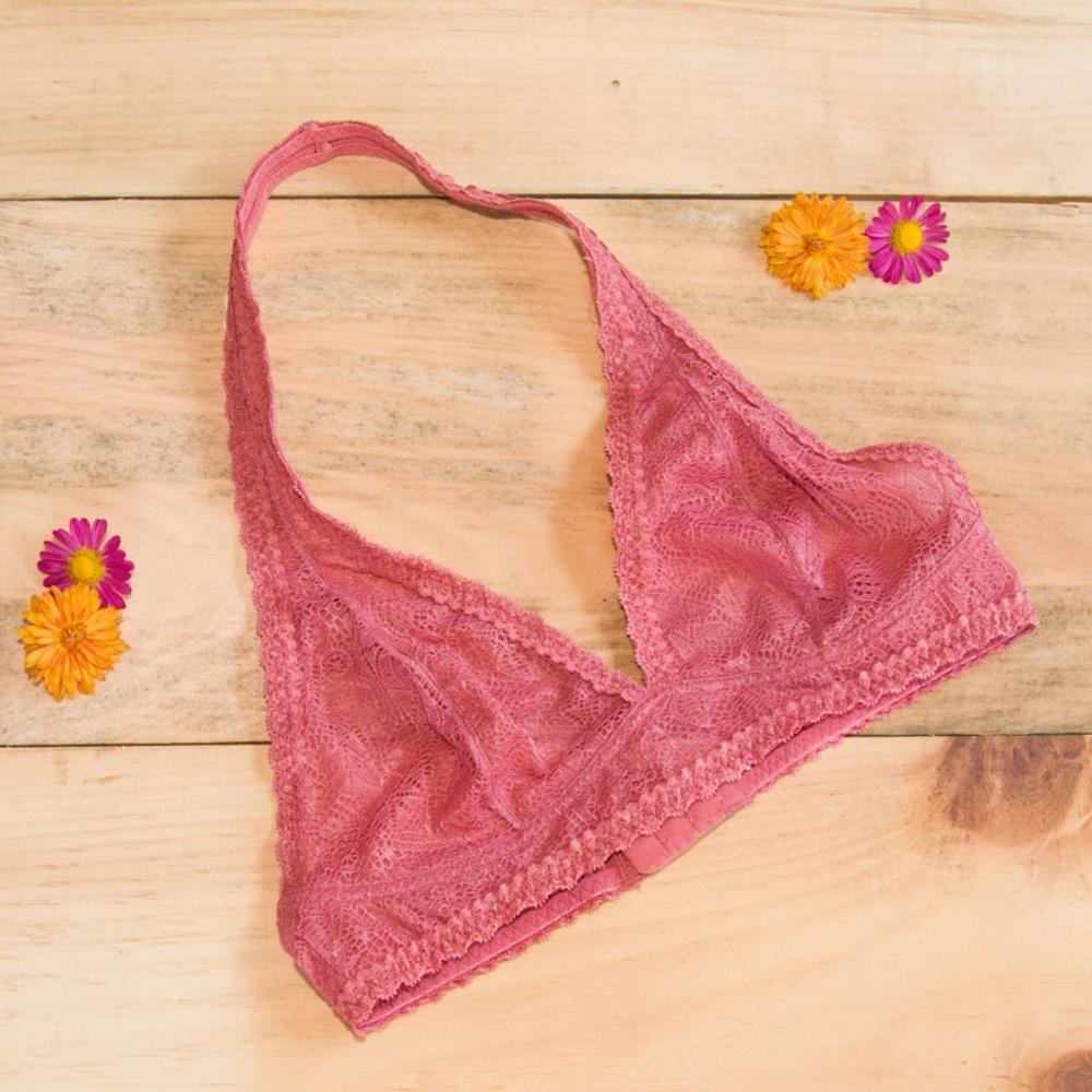 Mulberry Pink Aerie Halter Lace Bralette